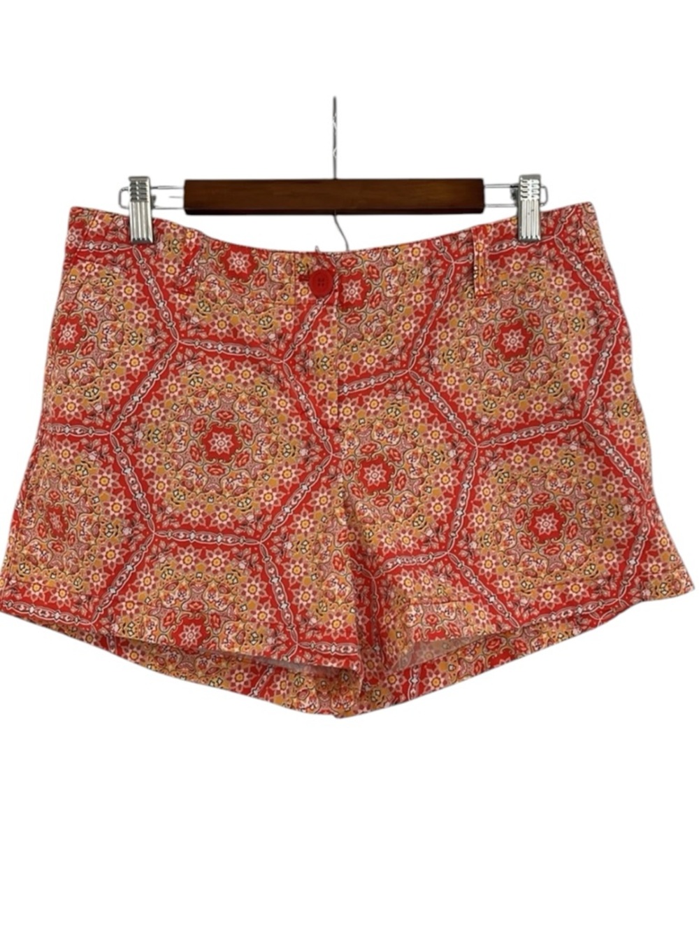 NEW YORK & COMPANY FLORAL MEDALLION RED MULTICOLORED SHORTS SIZE 10